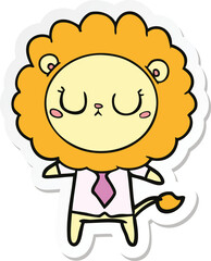sticker of a cartoon lion in business clothes