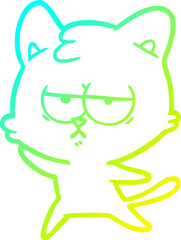 cold gradient line drawing bored cartoon cat