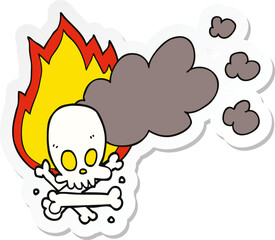 sticker of a cartoon spooky burning bones