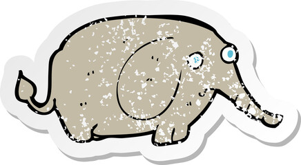 retro distressed sticker of a cartoon sad little elephant