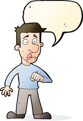 cartoon shocked man with speech bubble