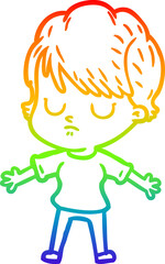 rainbow gradient line drawing cartoon woman