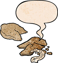 cartoon fortune cookies and speech bubble in retro texture style