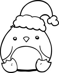 cute cartoon penguin wearing christmas hat