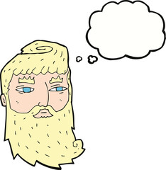 cartoon bearded man with thought bubble