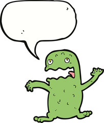 cartoon funny frog with speech bubble