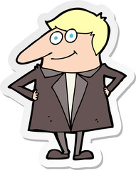 sticker of a cartoon happy man in suit