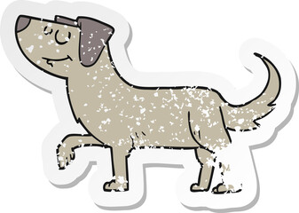 retro distressed sticker of a cartoon dog