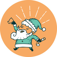 icon of tattoo style santa claus christmas character celebrating