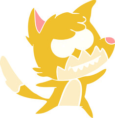 flat color style cartoon grinning fox
