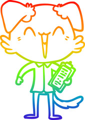 rainbow gradient line drawing happy office dog cartoon