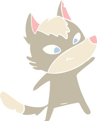 friendly flat color style cartoon wolf