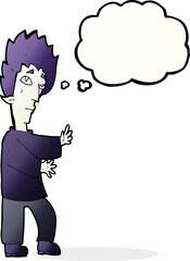 cartoon vampire with thought bubble