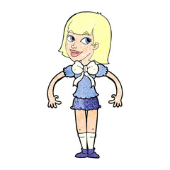 cartoon woman wearing a big bow tie