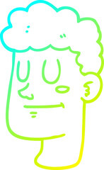 cold gradient line drawing cartoon male face