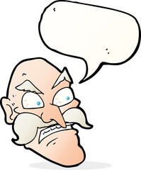 cartoon angry old man with speech bubble
