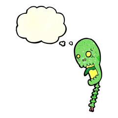 funny cartoon skull with thought bubble