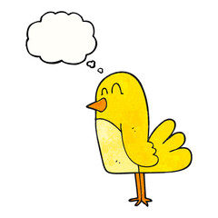 thought bubble textured cartoon bird