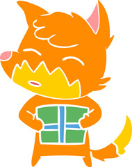 flat color style cartoon fox