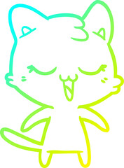 cold gradient line drawing cartoon cat