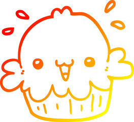 warm gradient line drawing cute cartoon pie