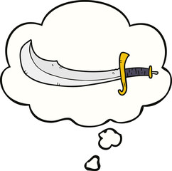 cartoon scimitar and thought bubble