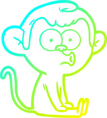 cold gradient line drawing cartoon hooting monkey