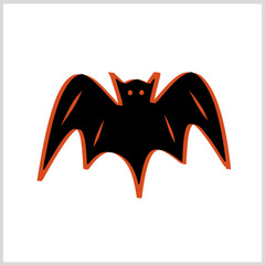 Bat icon black and orange color. Halloween event. Vector Illustration for Icon, Symbol, Logo etc