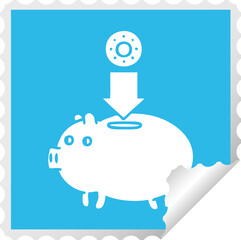 square peeling sticker cartoon piggy bank