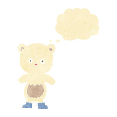 cartoon polar bear cub with thought bubble