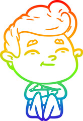 rainbow gradient line drawing happy cartoon man