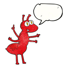 speech bubble textured cartoon ant