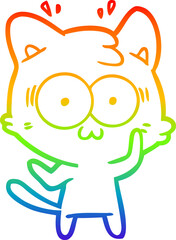 Obraz premium rainbow gradient line drawing cartoon surprised cat