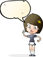 cartoon pretty maid with speech bubble
