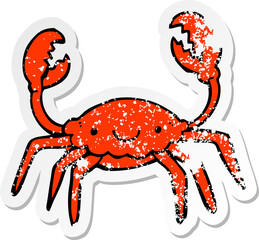 distressed sticker of a cartoon crab