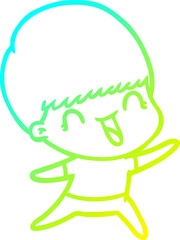 cold gradient line drawing happy cartoon boy