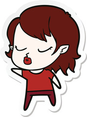sticker of a cute cartoon vampire girl