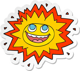 sticker of a happy cartoon sun