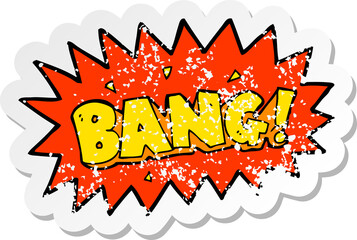 retro distressed sticker of a cartoon explosion