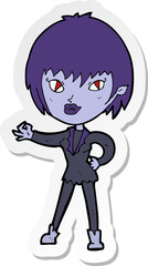 sticker of a cartoon vampire girl