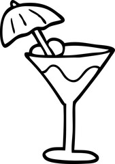 line drawing cartoon martini drink