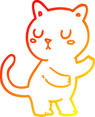 warm gradient line drawing cartoon cat