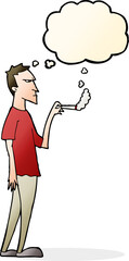 cartoon annoyed smoker with thought bubble