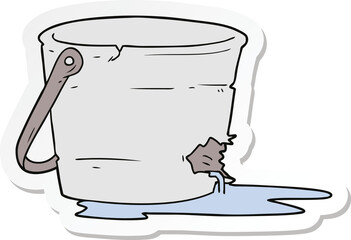 sticker of a broken bucket cartoon