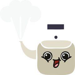 flat color retro cartoon steaming kettle