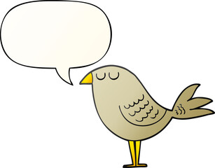 cartoon bird and speech bubble in smooth gradient style