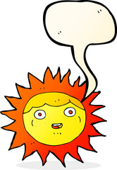 sun cartoon character with speech bubble