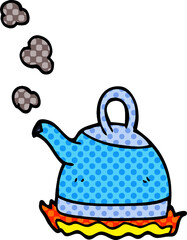 cartoon doodle kettle on stove
