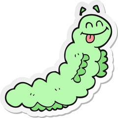 sticker of a cartoon caterpillar