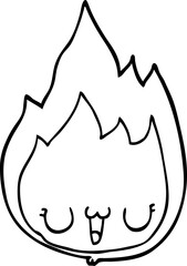 cartoon flame with face